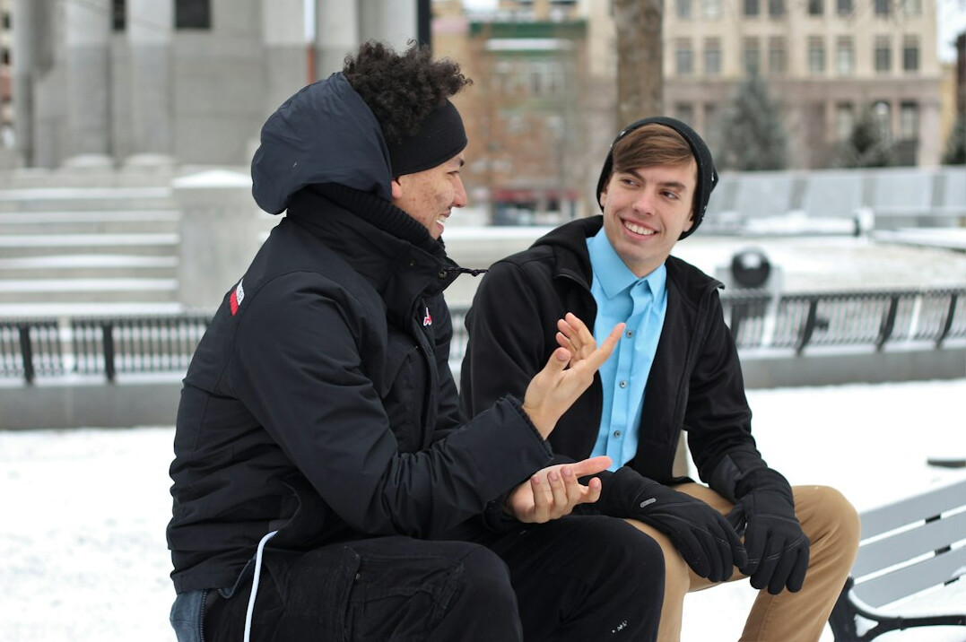 two people having conversation
