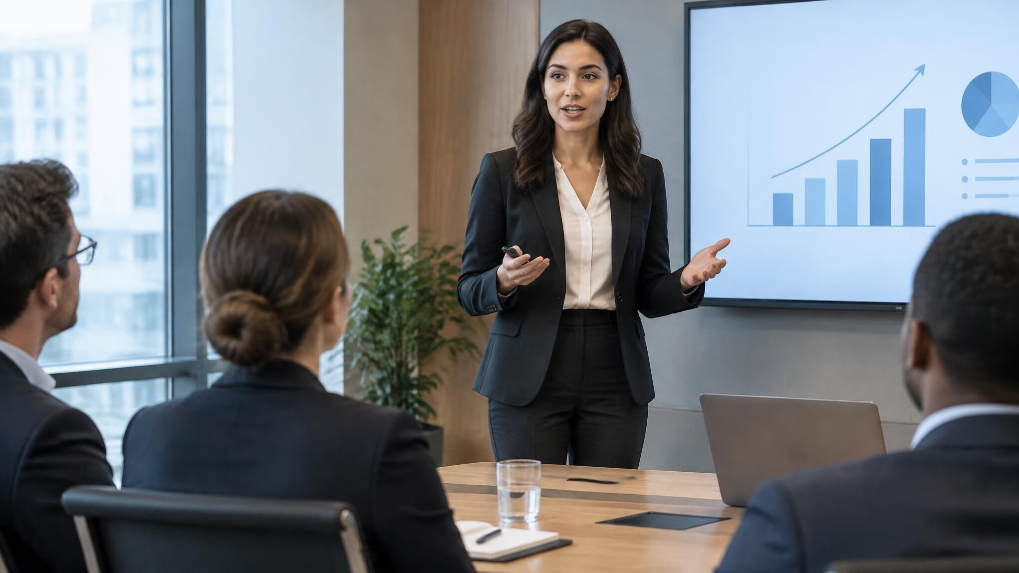 woman giving business presentation