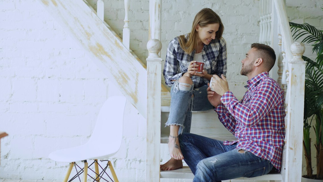 couple talking at home